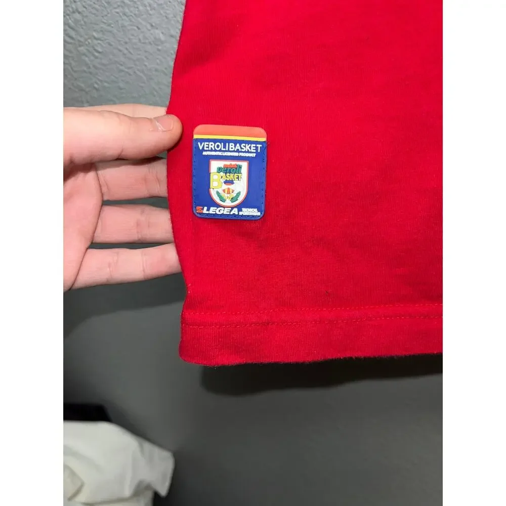 Vintage Veroli Basket Shirt Legea Italian Basketball Team Red Yellow Sports Tee